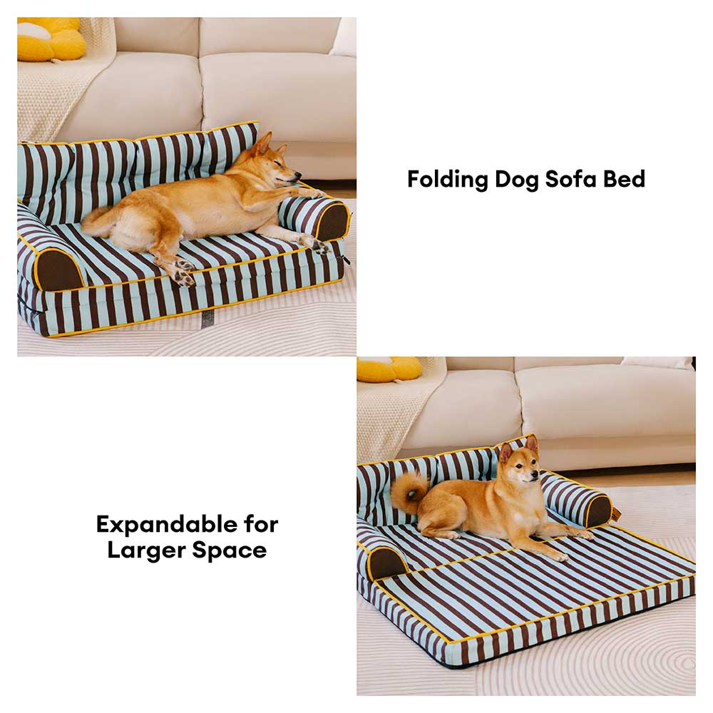 Sofá-cama dobrável para cães, listrado e repelente de água, moderno - Sunny Siesta