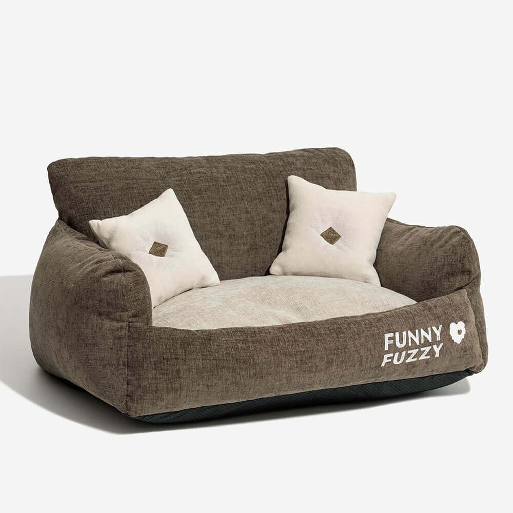 Sofá-cama para cães e gatos em tecido chenille estilo vintage