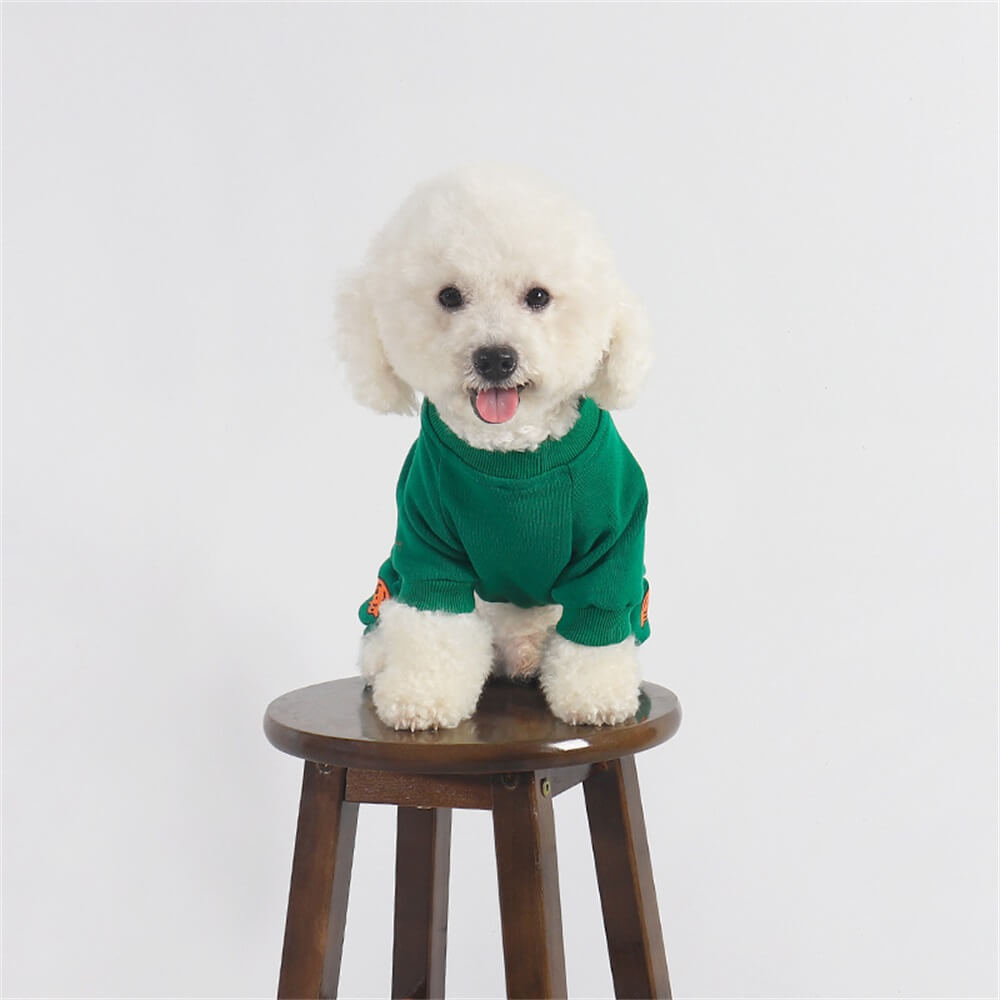 Pijama verde com estampa de abóbora para cães - Roupa de dormir aconchegante e festiva para cães