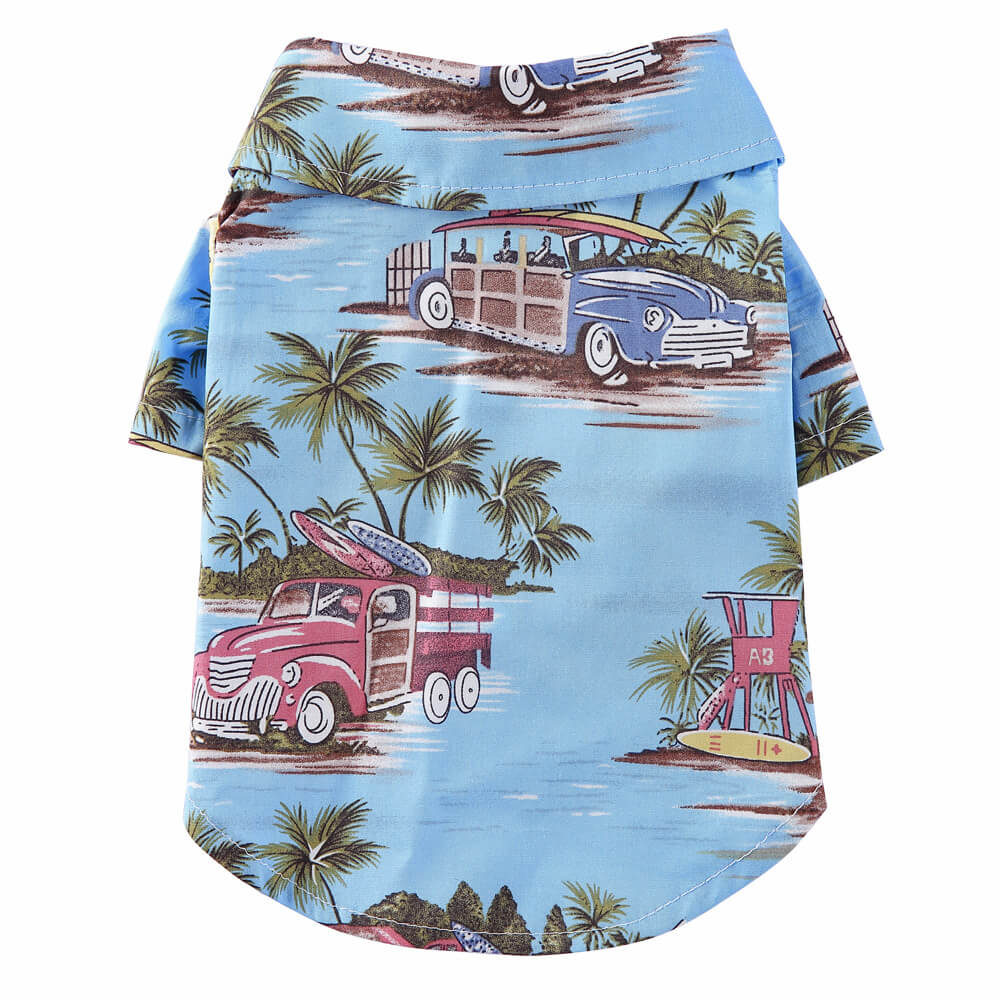 Camisa tropical havaiana com estampa de praia para animais de estimação verão primavera