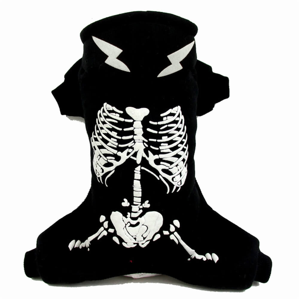 Halloween Puppy Skeleton Luminous Pet Hoodie | Brilhante e aconchegante