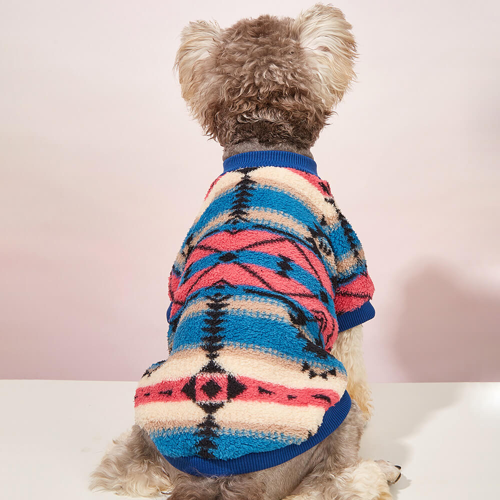 Suéter listrado colorido para cachorro - Roupa de inverno aconchegante e moderna