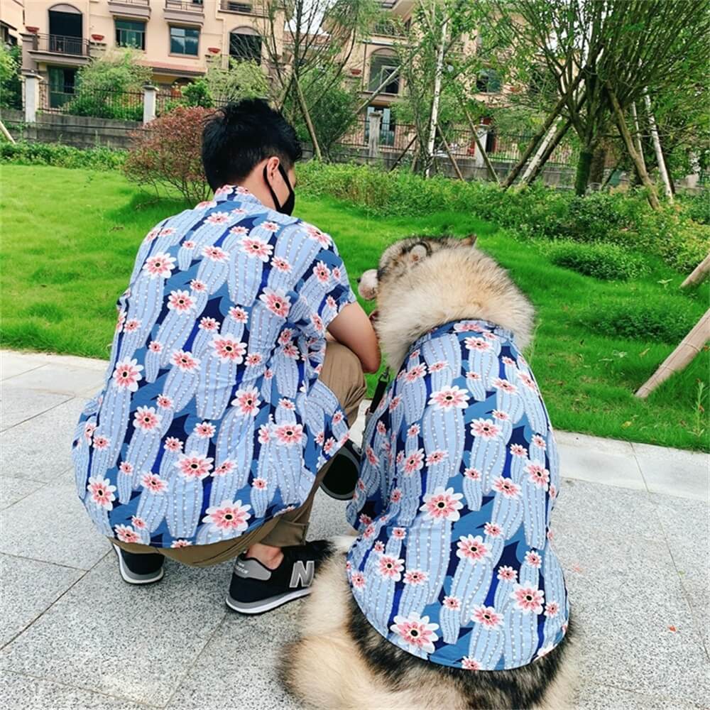 Roupas para animais de estimação Pet Carent-Child Camisa de manga curta estilo havaiano