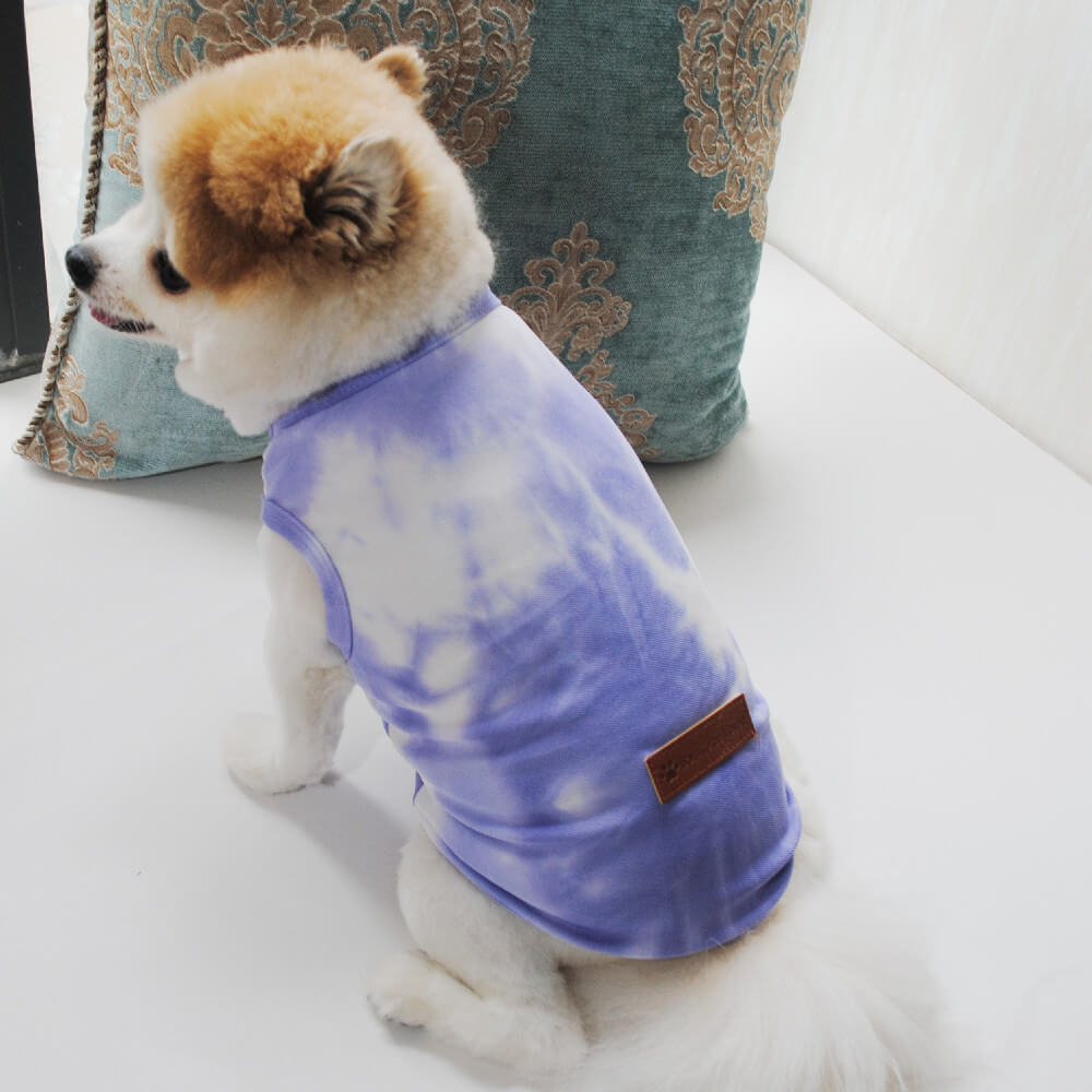 Colete elástico respirável com design tie-dye roupas para animais de estimação