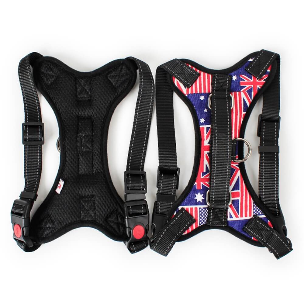 Union Jack Dog Harness com corda de tração – Equipamento de caminhada elegante e funcional