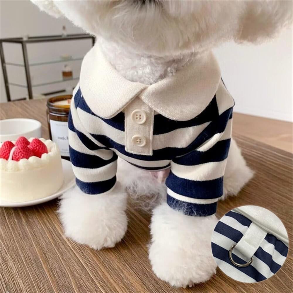 Camisas polo listradas para cães - Roupas clássicas e confortáveis para animais de estimação