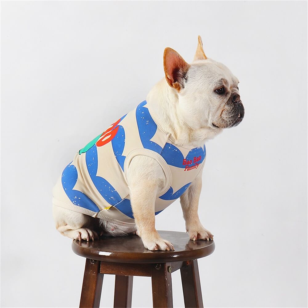 Roupas para cães de estimação Colete fino respirável Pet Pequeno e médio cão Bulldog Francês Pug Padrão Colorido Bonito Elástico