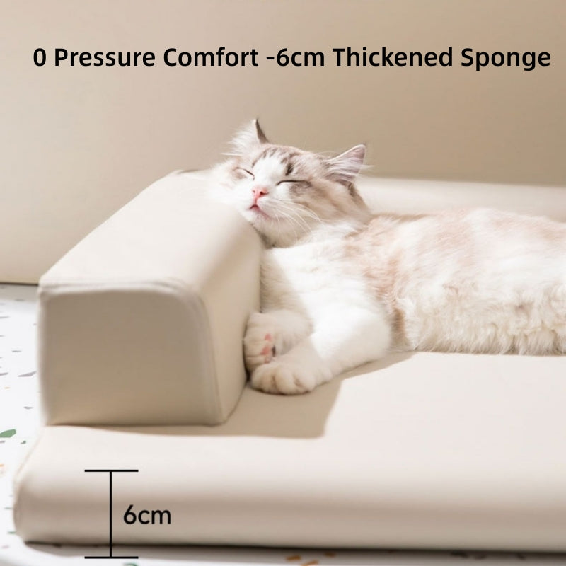 Sofá-cama de couro para cães e gatos com proteção de pescoço em estilo moderno