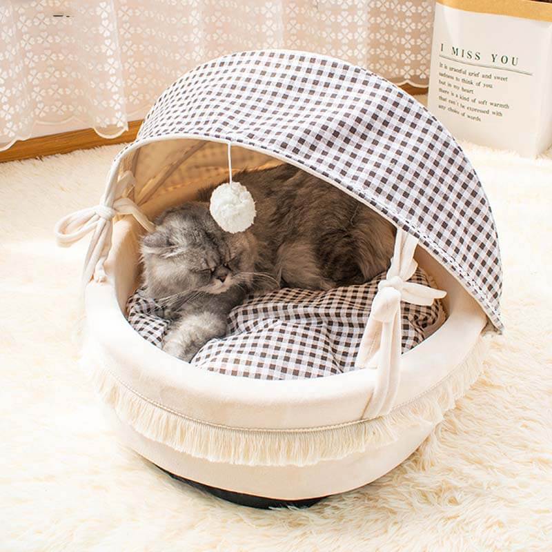 Berço Cama Adorável para Gato Semi-coberta