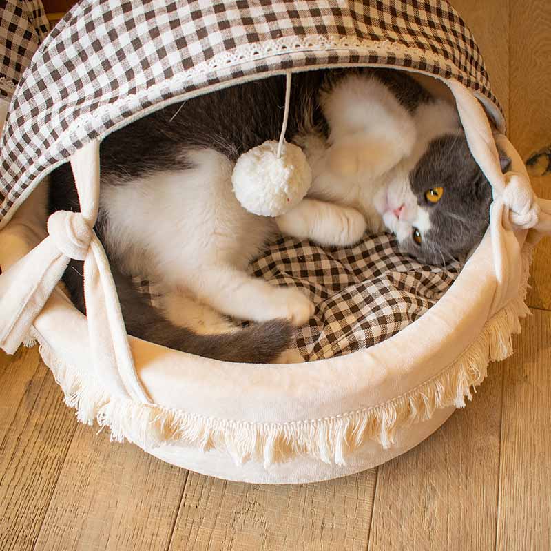 Berço Cama Adorável para Gato Semi-coberta