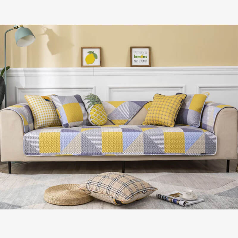 Capa de sofá lavável com padrão geométrico artístico