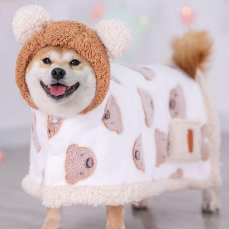 Capa de cachorro de lã de cordeiro urso roupas quentes