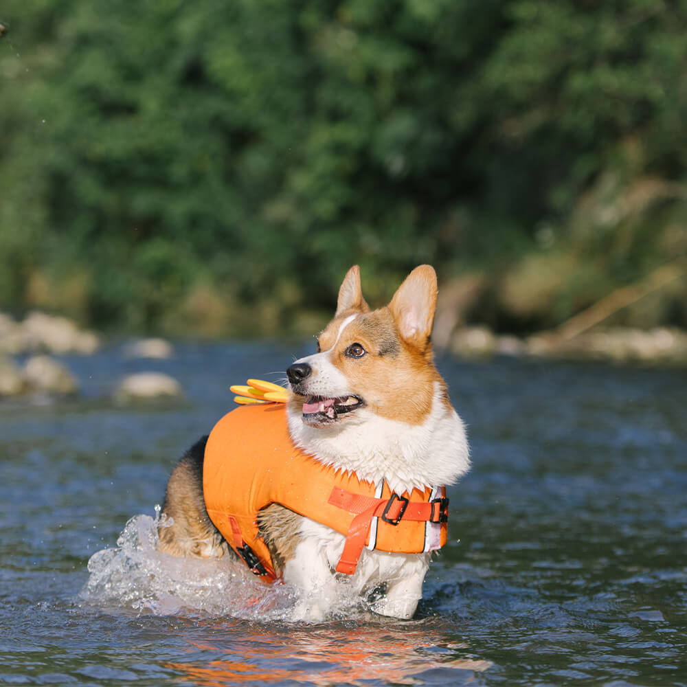 Colete salva-vidas para cães com casaco flutuante de caranguejo