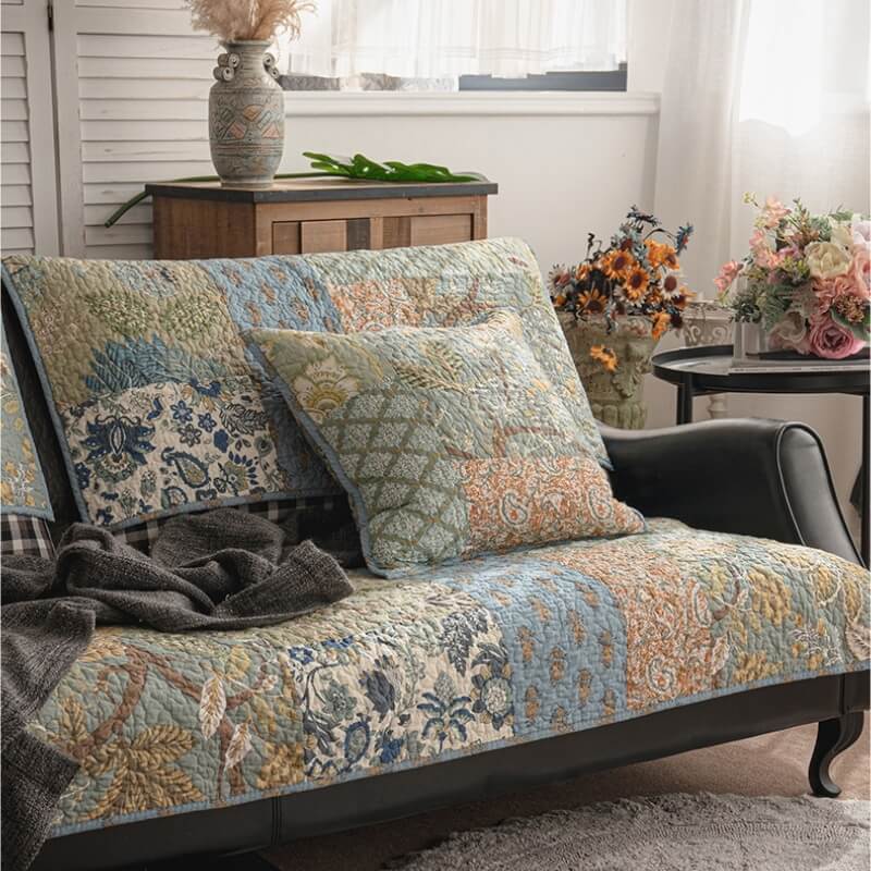 Capa de sofá de algodão floral europeu capa protetora antiderrapante