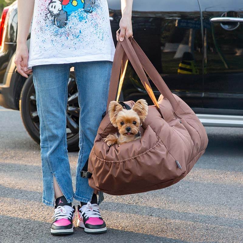 Cama e Bolsa Transportadora de Segurança para Assento de Carro com Designer Fashion e Impermeável para Cães de Estimação