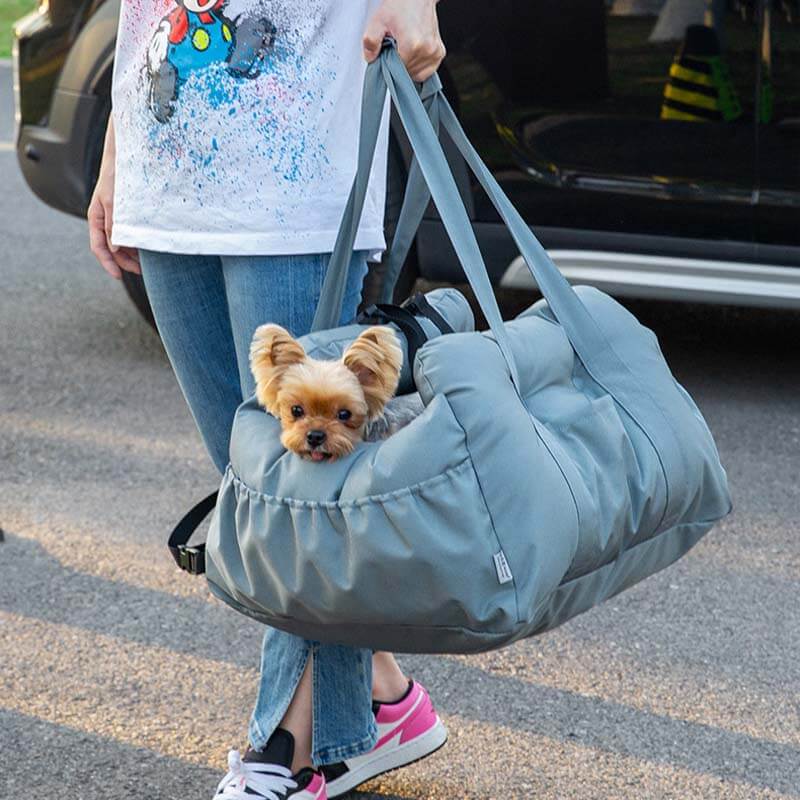 Cama e Bolsa Transportadora de Segurança para Assento de Carro com Designer Fashion e Impermeável para Cães de Estimação