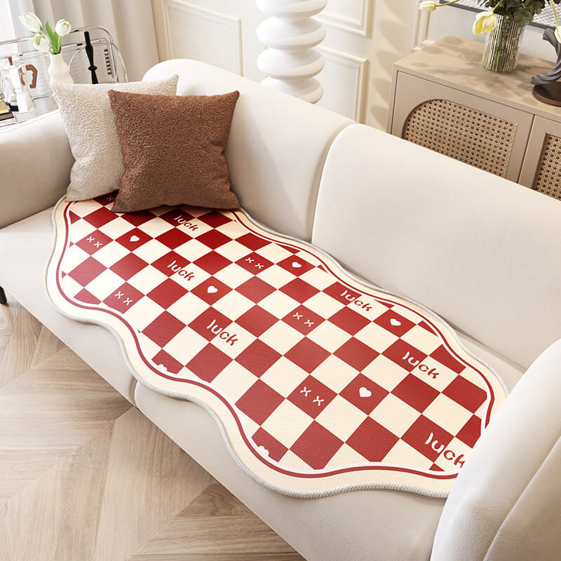 Capa de sofá de resfriamento de gelo de tabuleiro de xadrez de formato irregular