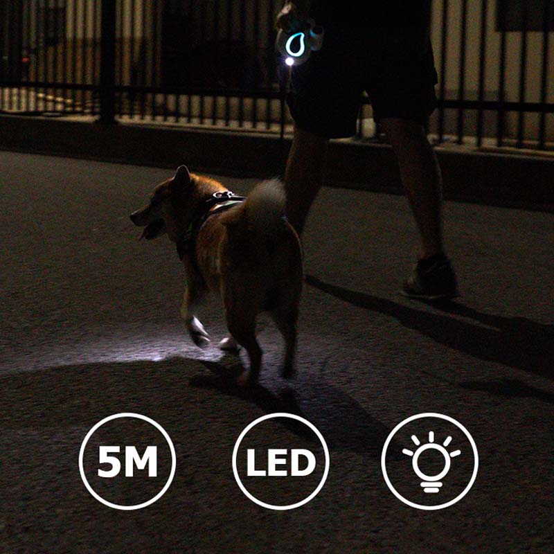 Acessórios Cool Dog Guia Retrátil Longa para Treinamento com LED