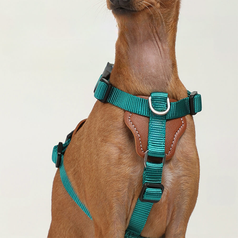 Conjunto multifuncional de arnês para caminhada para cães anti-tração mãos-livres com bolsa de armazenamento