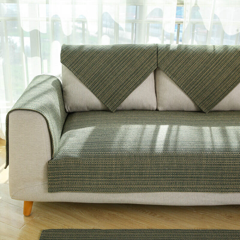 Capa de sofá anti-riscos tecida à mão em linho natural