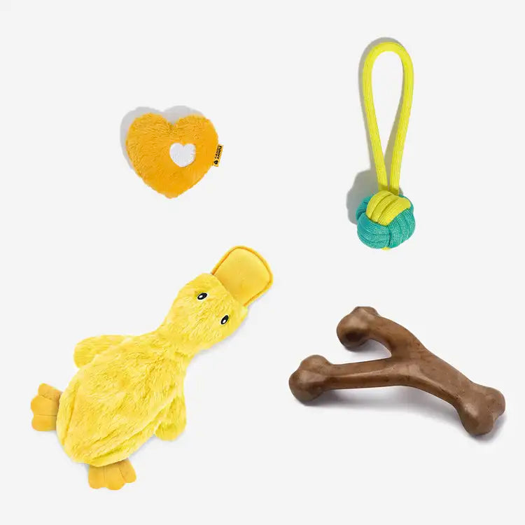 Conjunto interativo de brinquedos de mastigar para cães fofos - Diversão lúdica