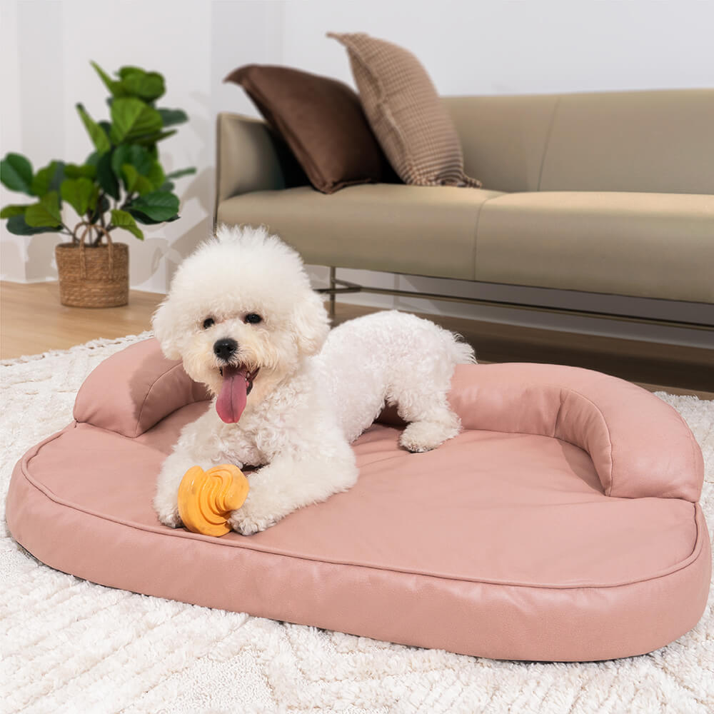 Cama ortopédica luxuosa para cães com sofá Leathaire resistente a arranhões