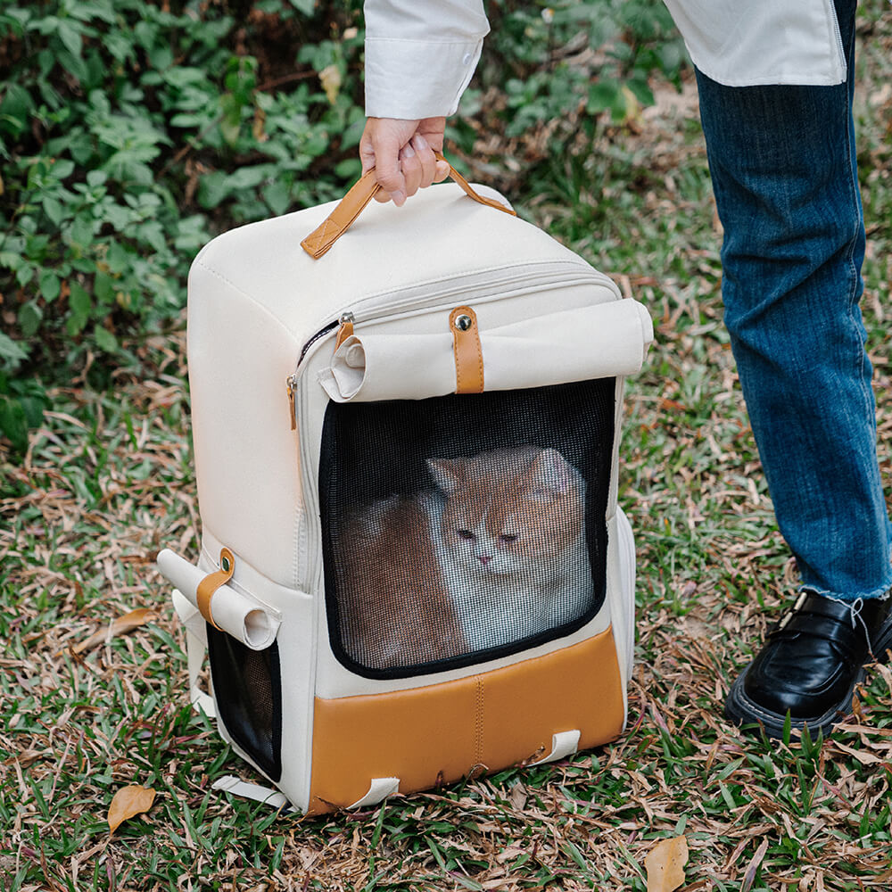 Mochila quadrada respirável dobrável portátil para transporte de animais de estimação para gatos