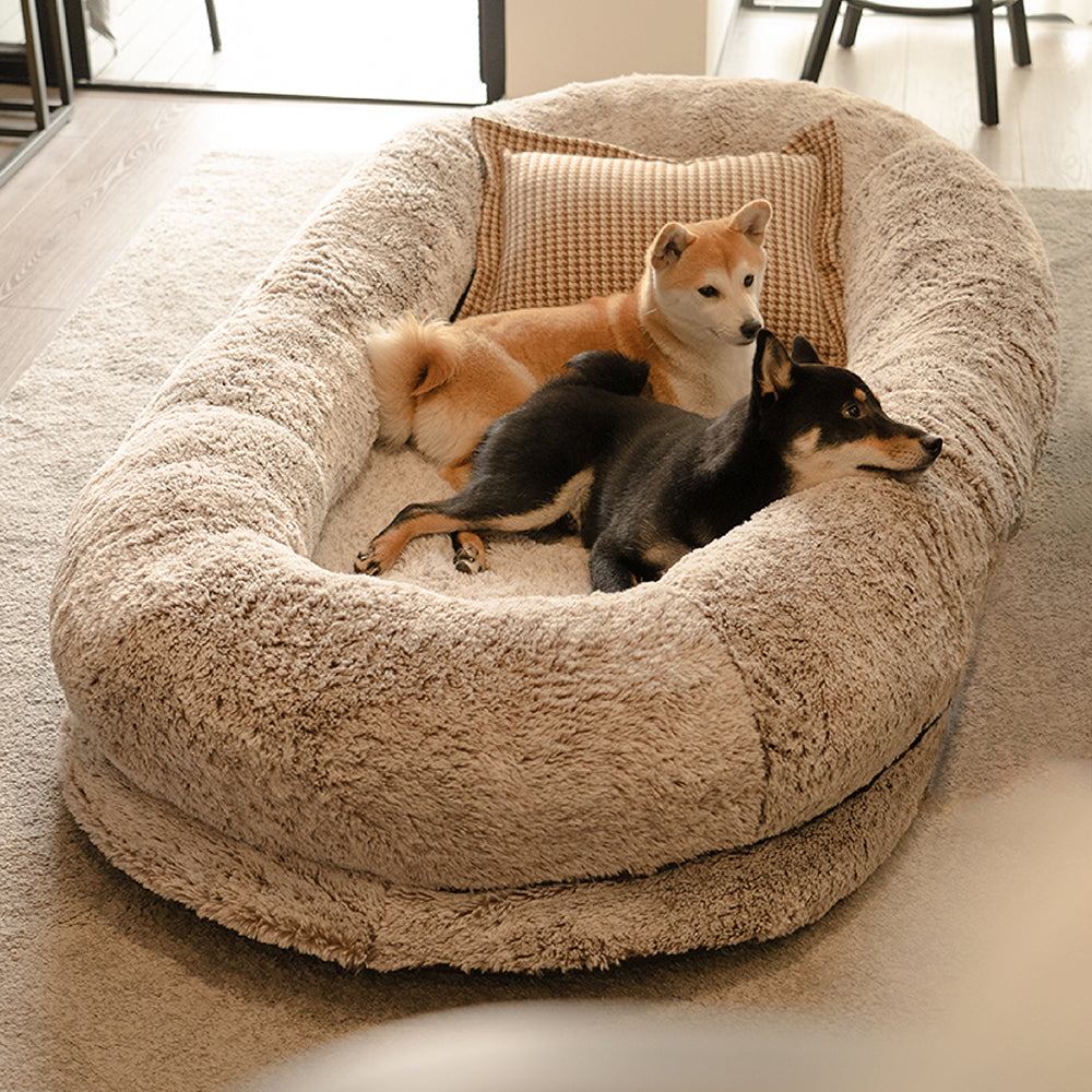 Cama oval luxuosa super grande para dormir mais profunda cama para cachorro humano
