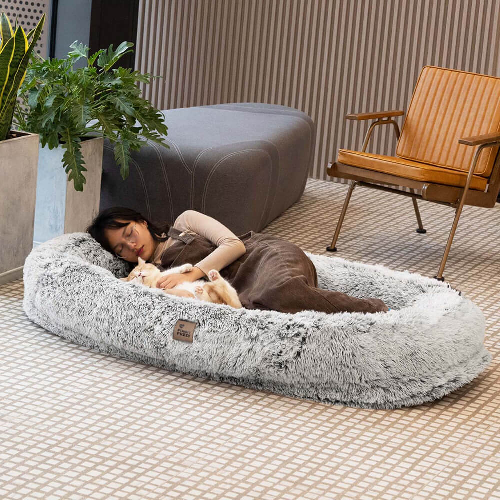 Cama oval luxuosa super grande para dormir mais profundo com cobertor