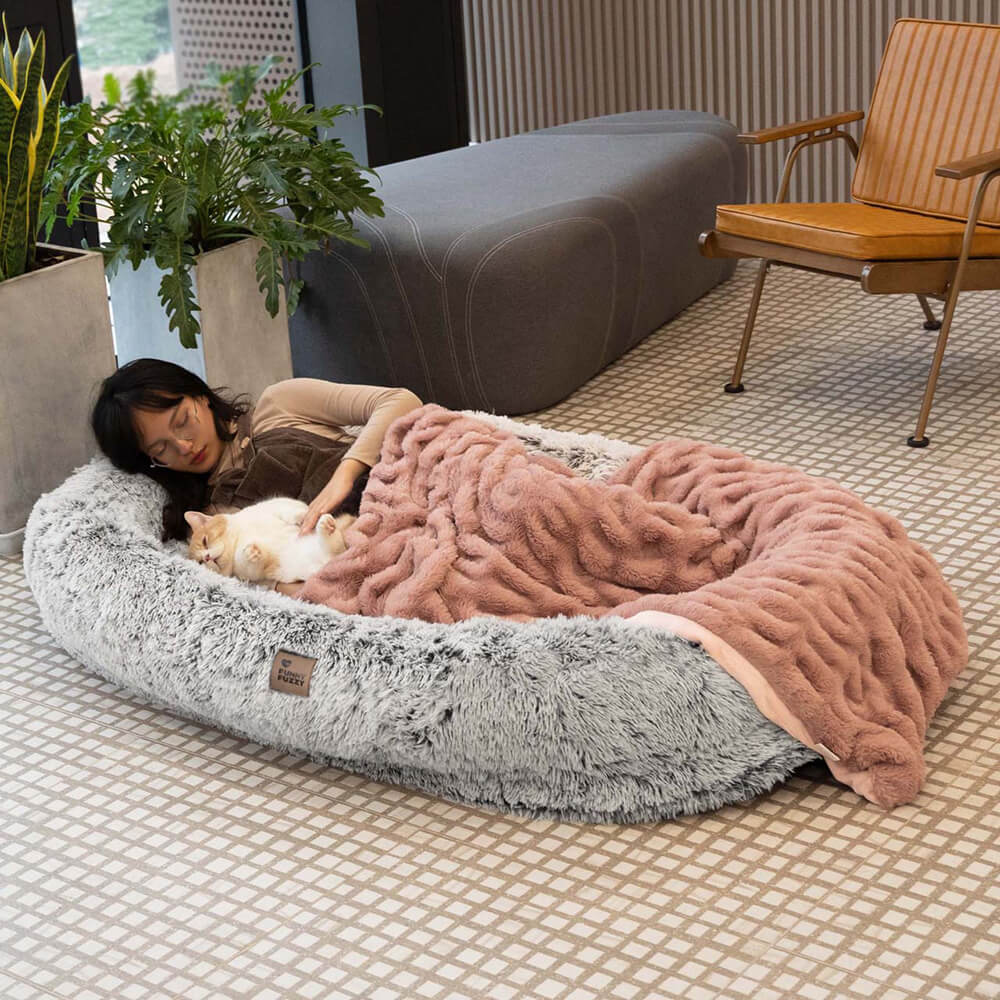 Cama oval luxuosa super grande para dormir mais profunda cama para cachorro humano